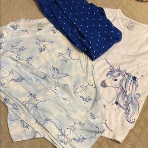 Carters Unicorn Print Kids Pajama Set - Blue and White 14